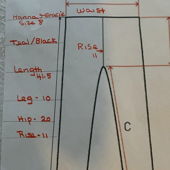 Hanna & Gracie Size 8 Teal/Black Stripe Pants - Picture 16 of 16